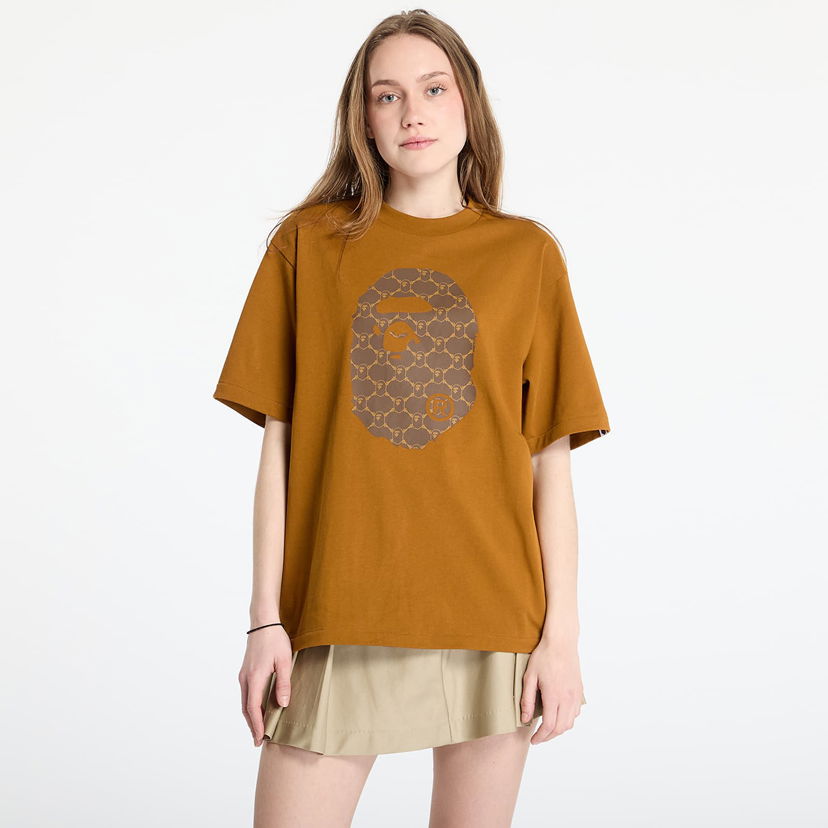 Majica kratkih rukava BAPE A BATHING APE College Monogram Ape Head Relaxed Fit T-Shirt Smeđa | 001TEL301334MBEI