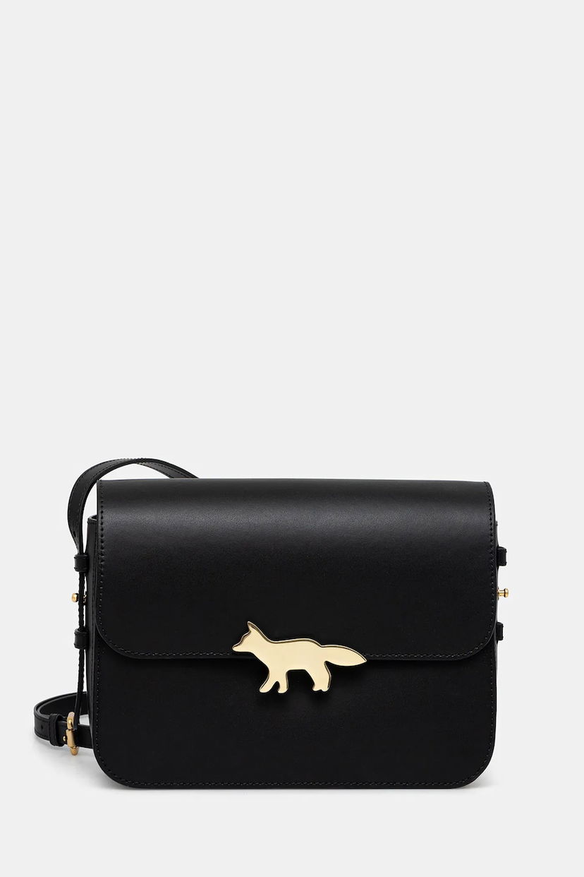 Ručna torbica MAISON KITSUNÉ Edie Large Leather Crossbody Bag Crna | OW05171LR0001