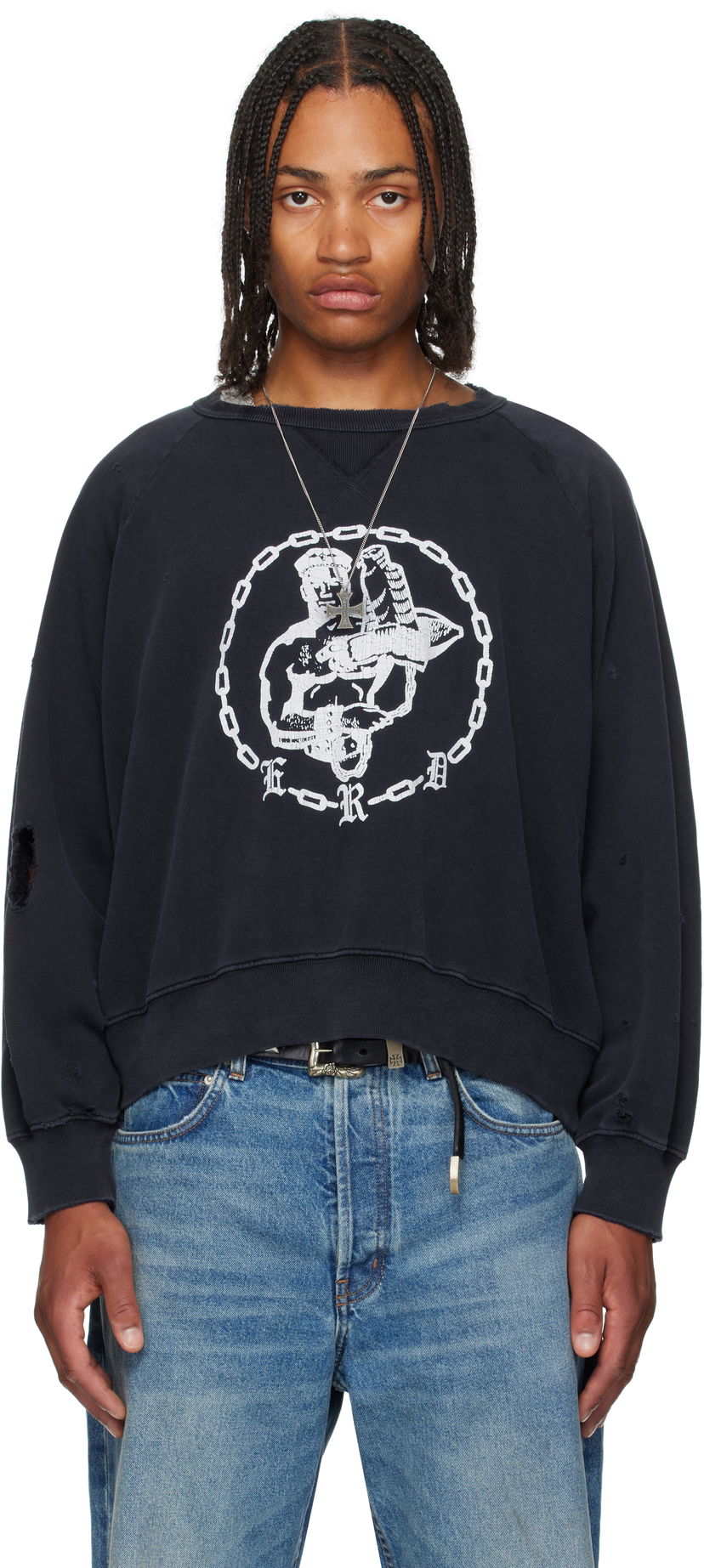 Dukserice Enfants Riches Déprimés Enfants Riches Déprimés En Chaine Raglan Crewneck Sweatshirt Tamnoplava | 020-468