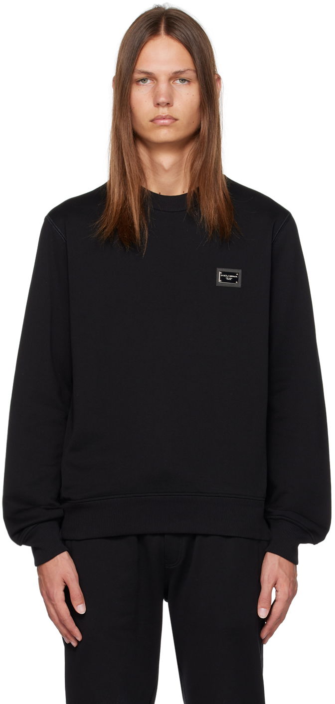 Dukserice Dolce & Gabbana Black Plaque Sweatshirt Crna | G9ABJTG7F2G