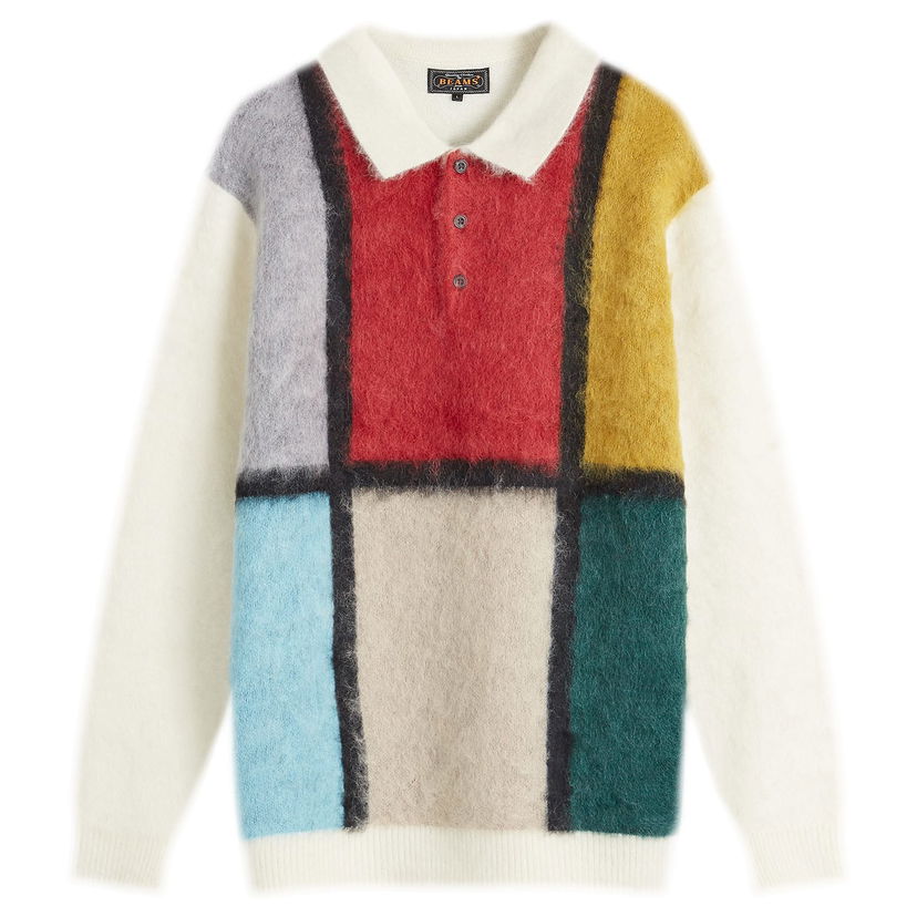 Džemper BEAMS Long Sleeve Colour Block Knit Polo, Size Medium Višebojno | 3812-0031-048-01