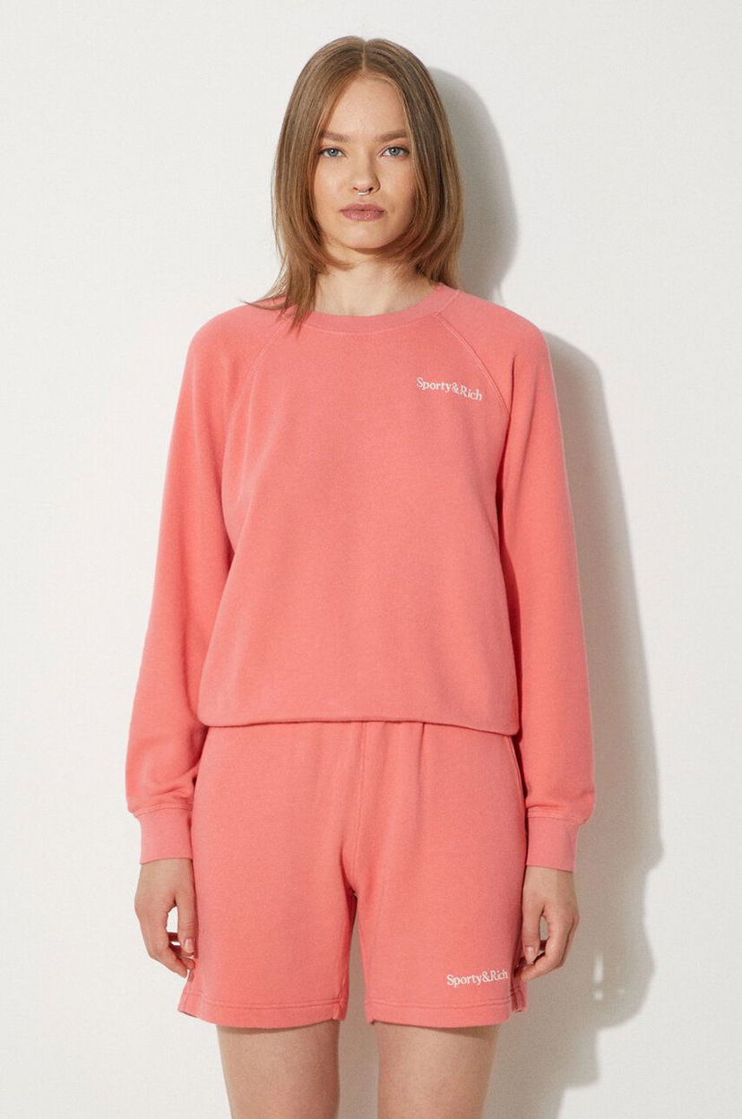 Dukserice Sporty & Rich Serif Logo Soft Crewneck Sweatshirt Ružičasta | WS047S402SC