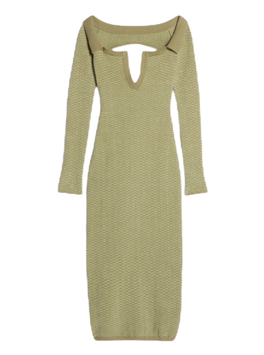 Haljina Jacquemus La Robe Maille Pampero Off-The-Shoulder Polo Zelena | 231KN161-2283-050