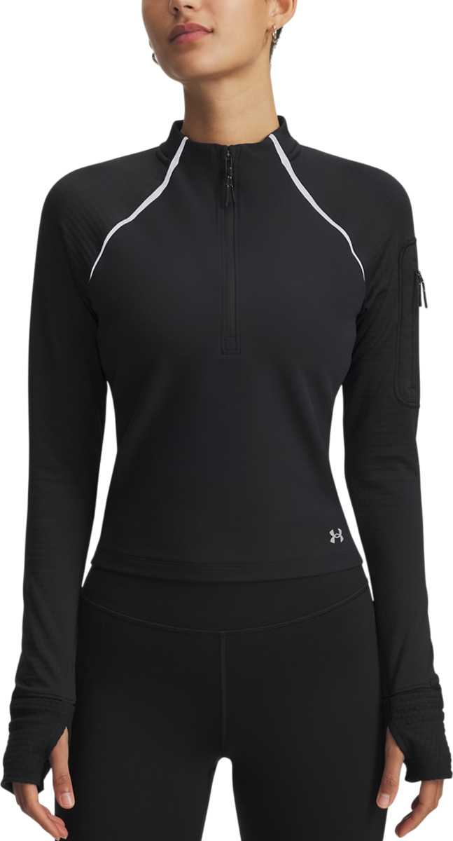 Majica kratkih rukava Under Armour Velociti Pro CW Long-Sleeve Half Zip Top with Thumbholes and Arm Pocket Crna | 6004015-001