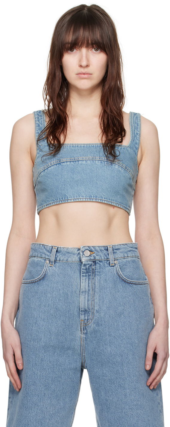 Majica bez rukava Loulou de Saison Loulou de Saison Anet Denim Tank Top Plava | ANET