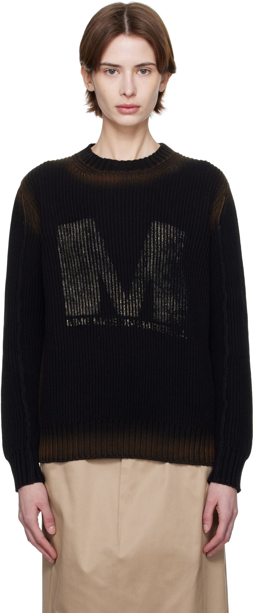 Džemper Maison Margiela MM6 Maison Margiela Sunbleached Logo Crewneck Sweater Crna | S52HL0041 M13079