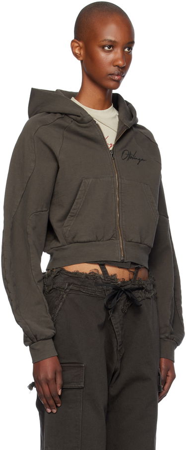 Dukserice Ottolinger Ottolinger Multiline Zip Up Cropped Hoodie Zelena | 1150202521, 4