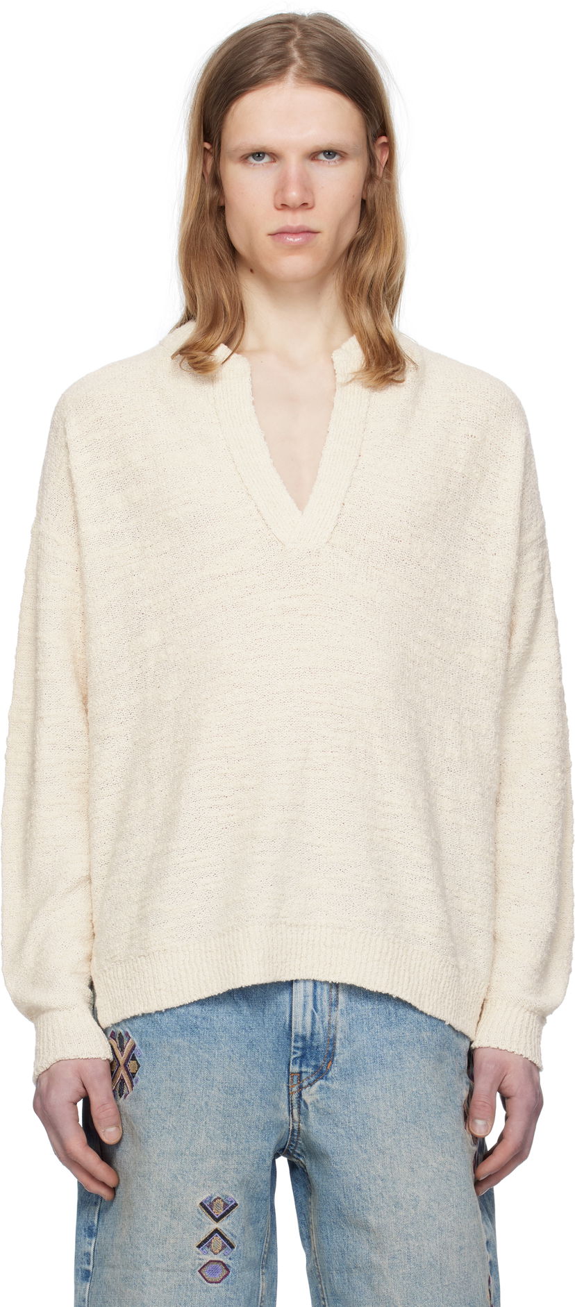Džemper ISABEL MARANT Isabel Marant Arnold V-Neck Sweater Bijela | PU0679HA-C2L02H