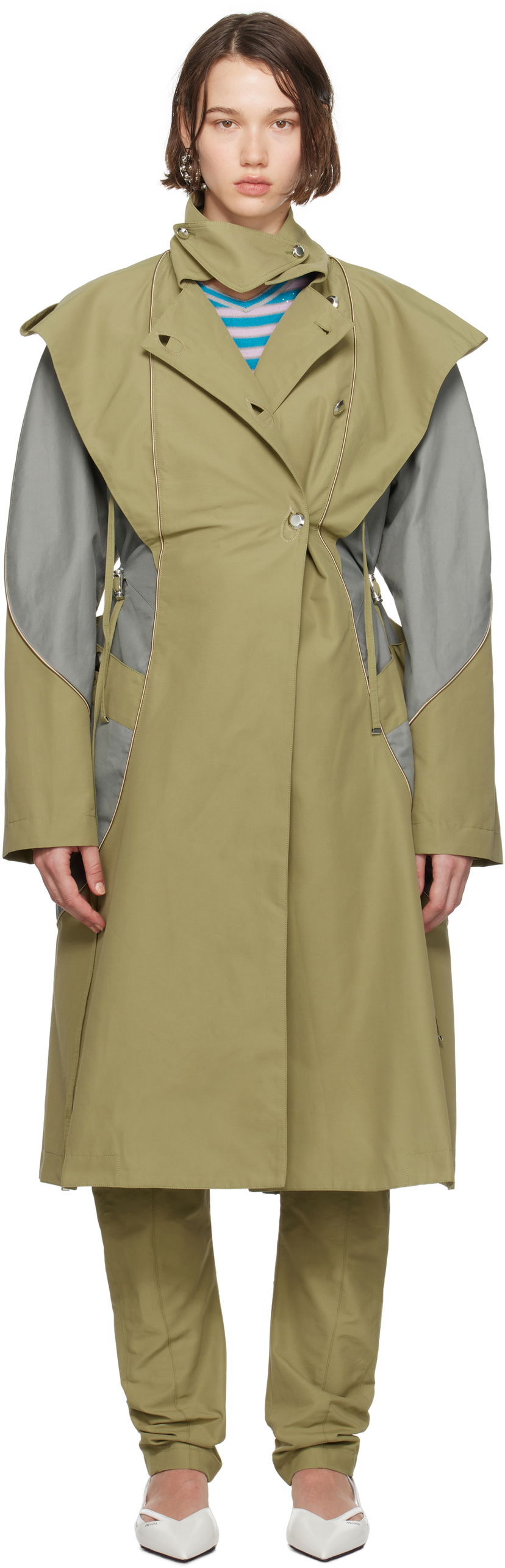 Trenčkot KIKO KOSTADINOV Hooded Trench Coat Zelena | KKWAW24C01-27