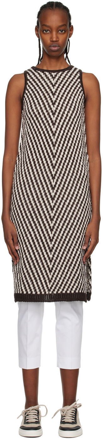 Džemper Max Mara Max Mara Chevron Knit Midi Dress Smeđa | 2313611432600 MM12158