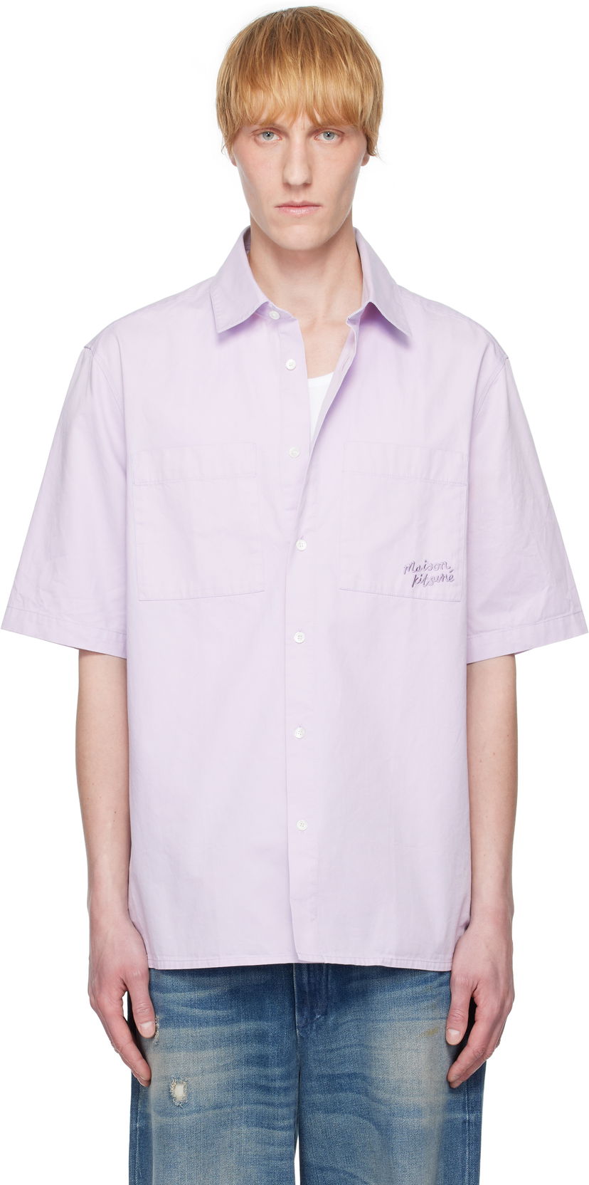 Košulja MAISON KITSUNÉ Maison Kitsuné Relaxed Short Sleeve Shirt Ljubičasta | OM00424WW9031