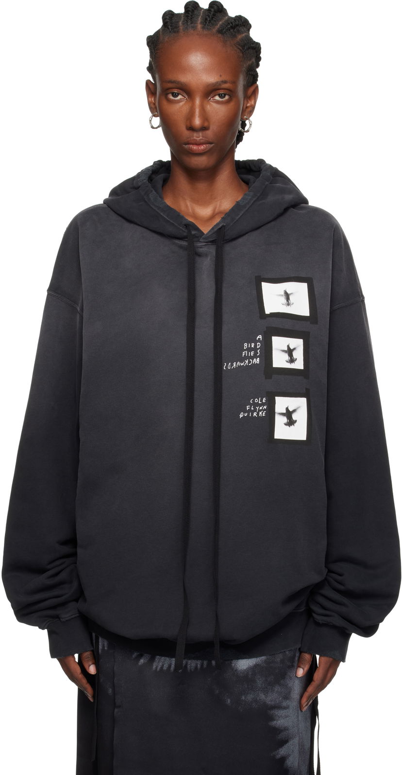 Dukserice Ann Demeulemeester Ann Demeulemeester Anne Marie 'Doves' High Comfort Hoodie Crna | 2520-W-JSW01-55-FA639-098