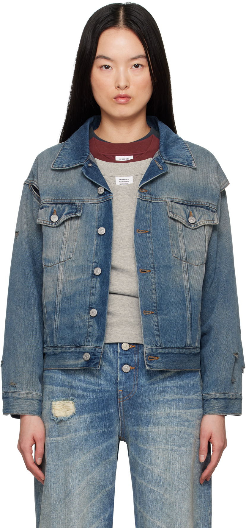 Jakna Maison Margiela MM6 Maison Margiela Faded Denim Jacket Plava | S52AM0319 M30017