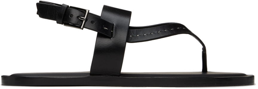 Tenisice i cipele Max Mara Leather Thong Sandals Crna | 2414521012600, 0