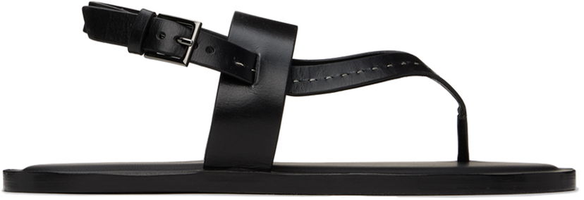 Tenisice i cipele Max Mara Leather Thong Sandals Crna | 2414521012600