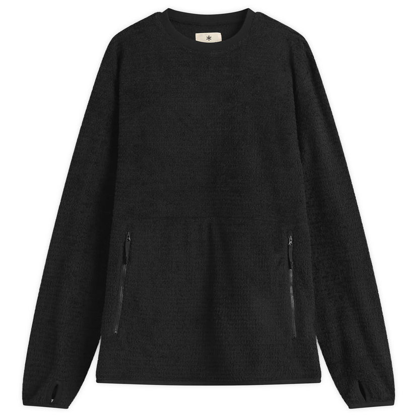Dukserice Snow Peak Thermo Control Fleece Crewneck Pullover with Zippered Pockets Crna | SW-25AU0050-BLK