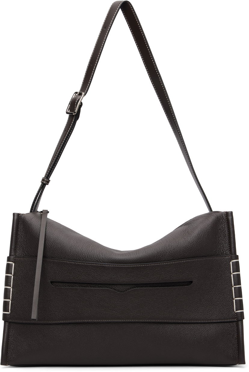 Torba za rame JW Anderson JW Anderson Pebbled Leather Messenger Loafer Bag with Square Accents Smeđa | HB0749-LA0377
