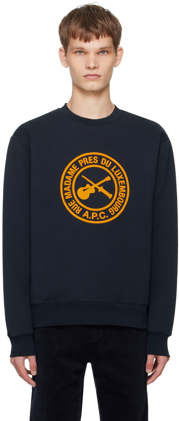 Majica kratkih rukava A.P.C. Navy Boxy Guitare Poignard Sweatshirt Tamnoplava | COHBR-H27951