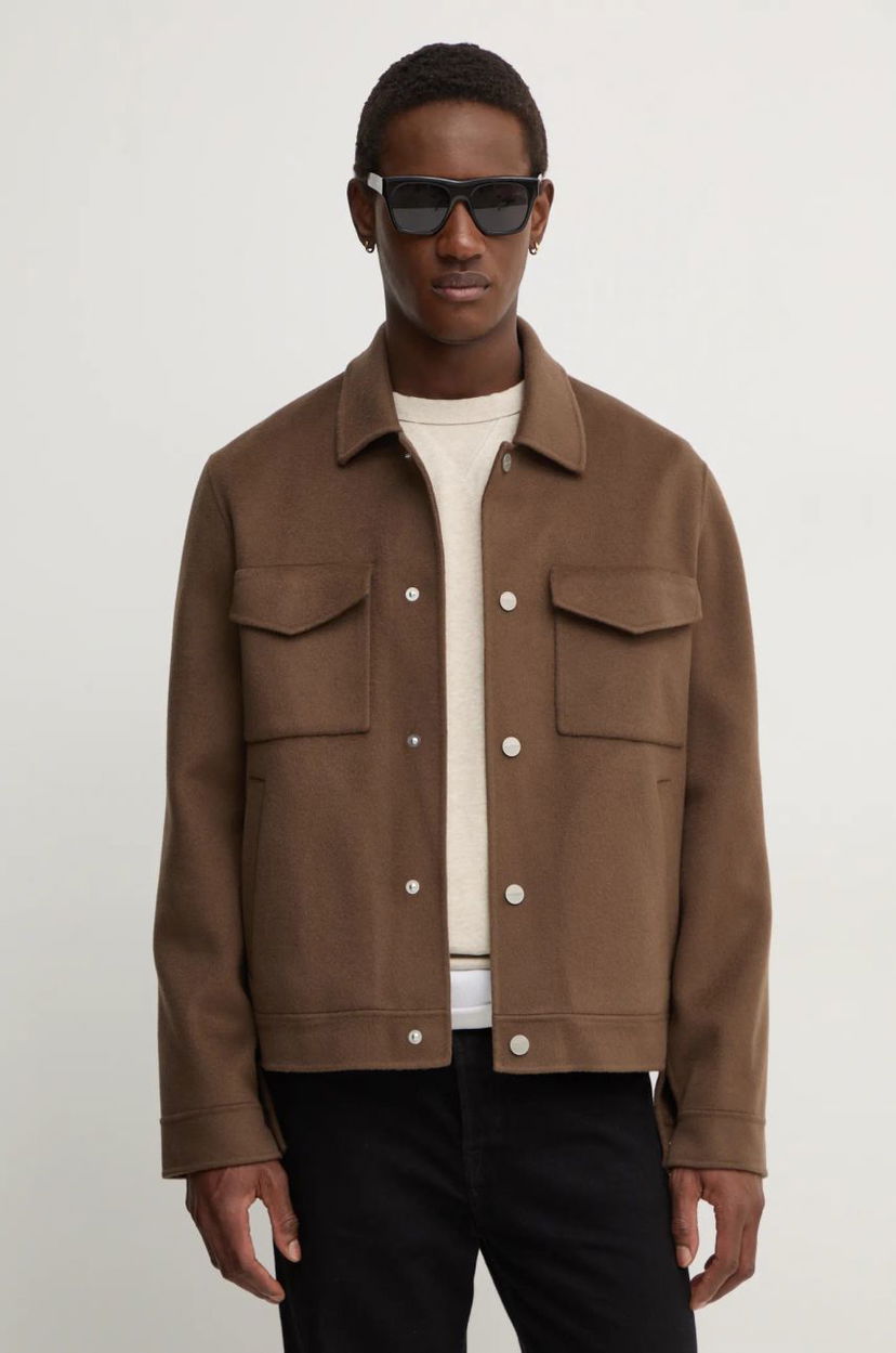 Jakna Nanushka Oversized Wool Shirt Jacket Smeđa | NM24FWJK02578