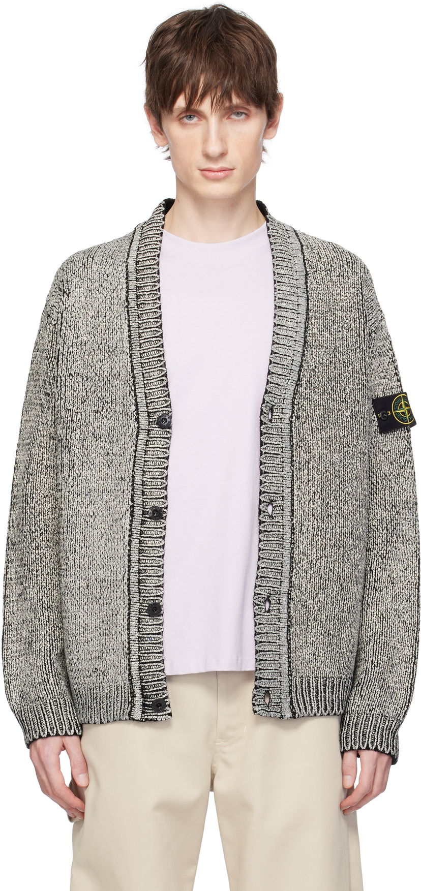 Džemper Stone Island Stone Island Cotton Chenille Cardigan Siva | K1S15 5100047 S00Z1