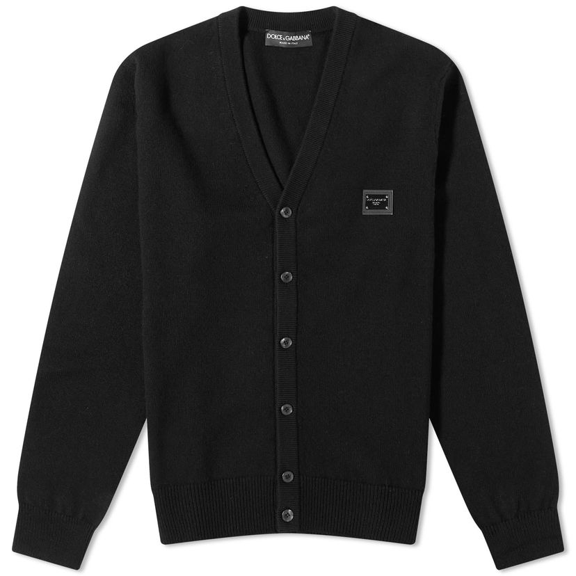 Džemper Dolce & Gabbana Plate Knitted Cardigan Black Crna | GXO37TJEMQ4-N0000