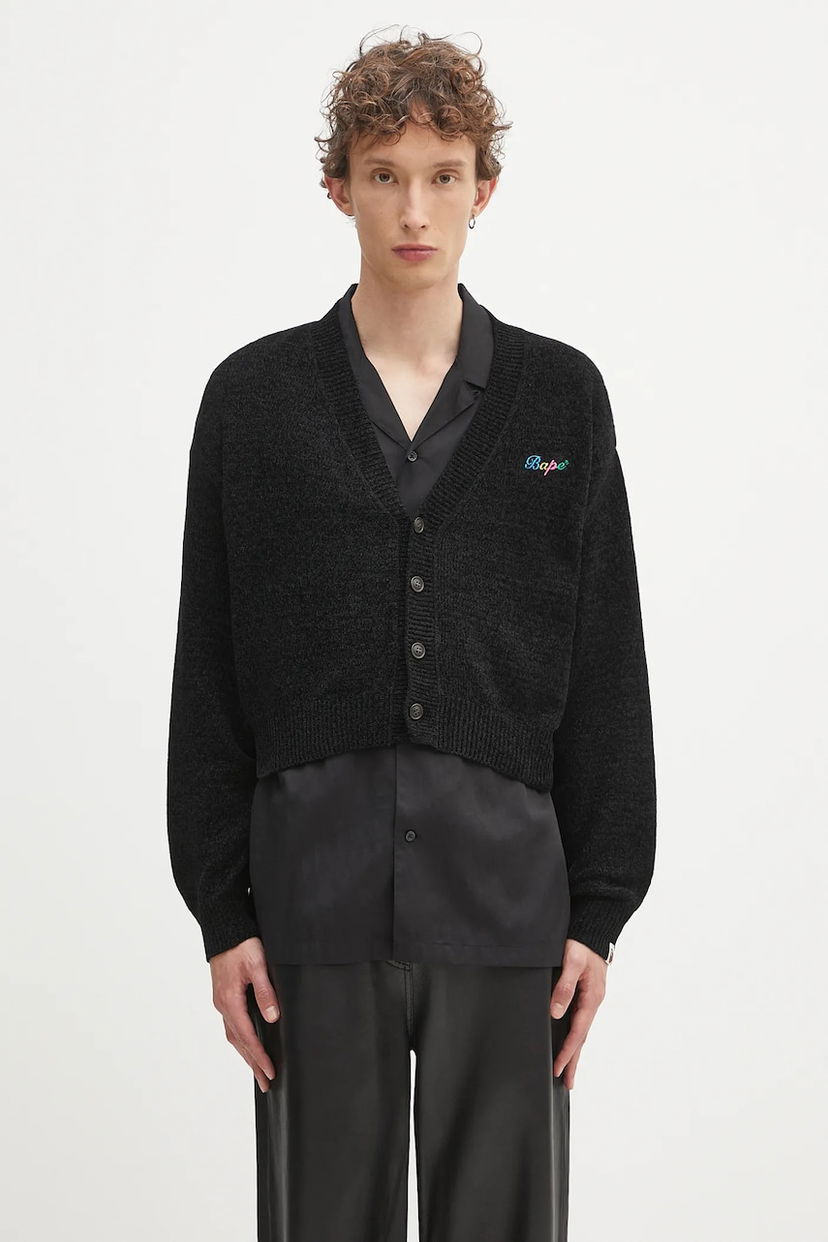 Džemper BAPE A Bathing Ape BAPE Chenille Cardigan Crna | 1K80220002