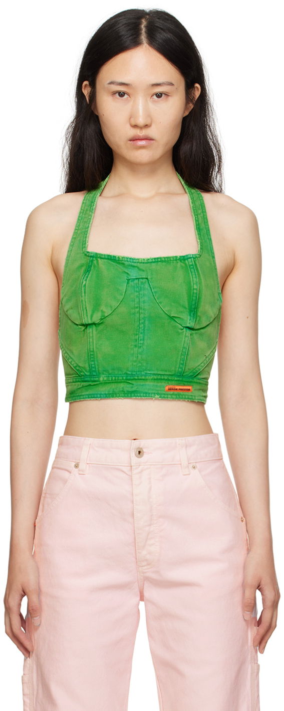 Majica bez rukava HERON PRESTON Distressed Tank Top Zelena | HWAD045F23FAB0025500, 0