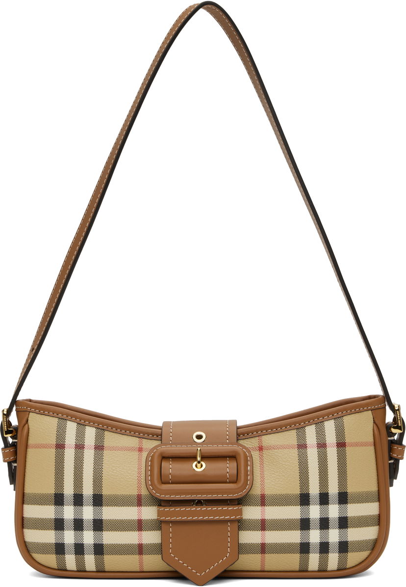 Torba za rame Burberry Check Pattern Shoulder Bag Bež | 8092074