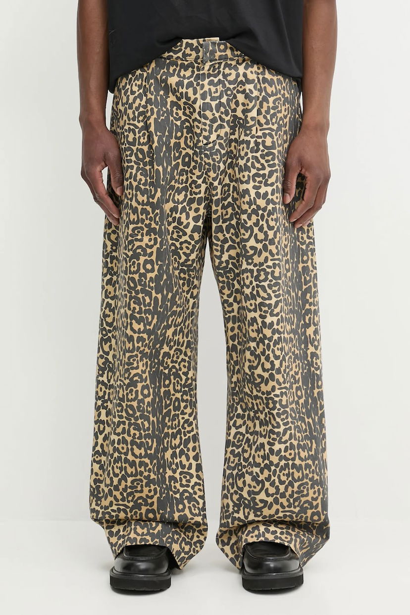 Hlače i traperice Rhude RHUDE Leopard Drop-Crotch Pants Bež | RHSS25PA05012