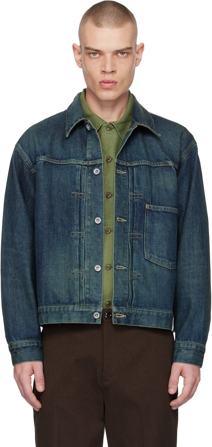 Bomber jakna Neighborhood Washed Denim Jacket Plava | 242XBNH-JKM02