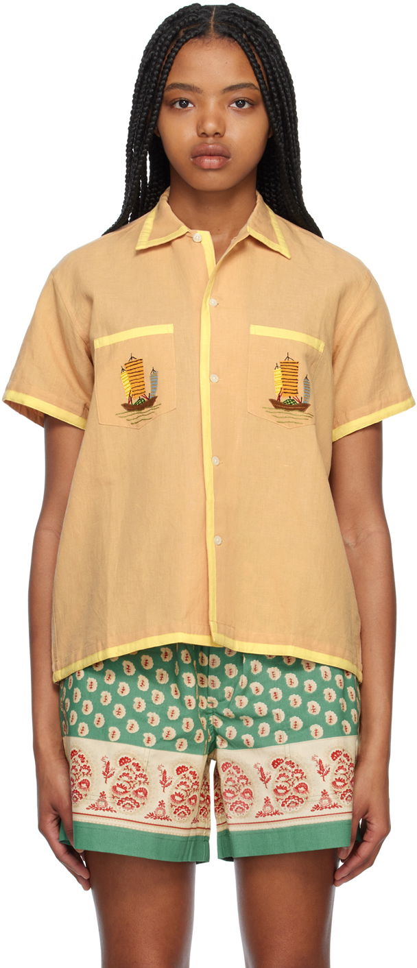Košulja Bode Bode Ship Embroidered Shirt Bež | MRS23SH066