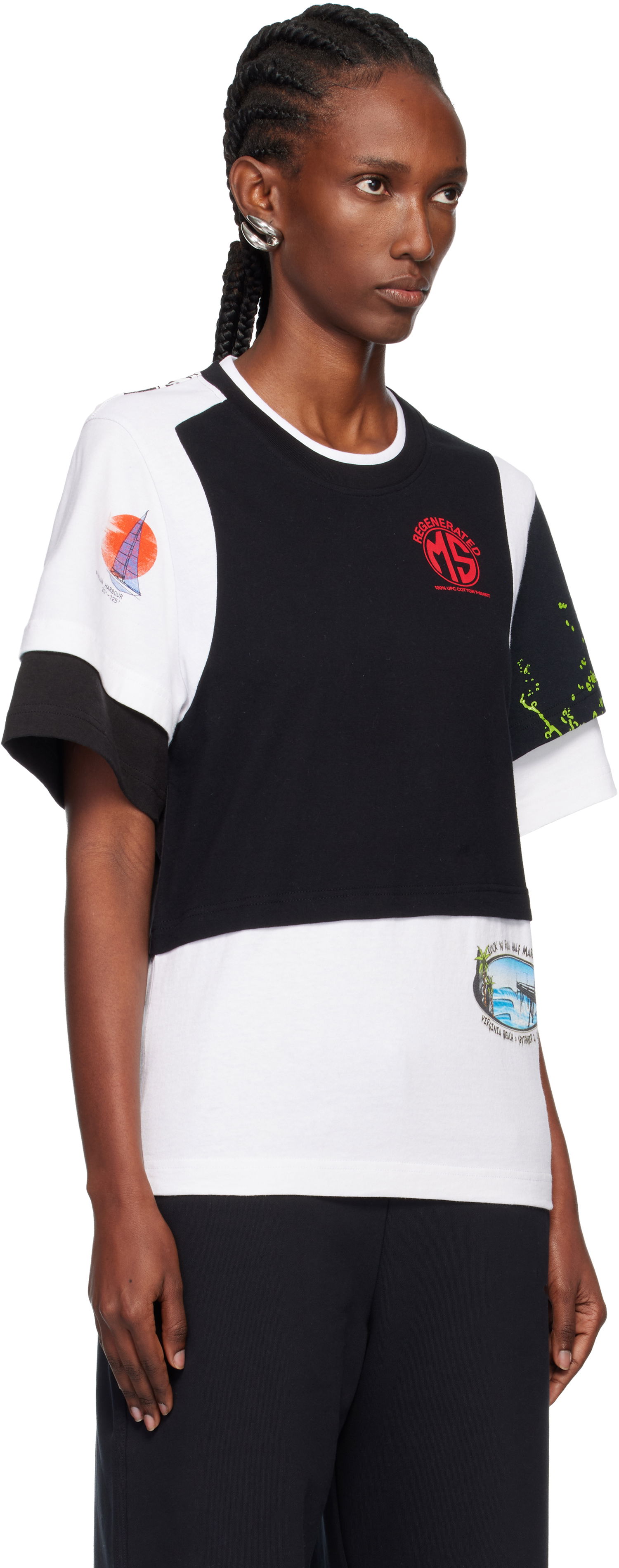 Majica kratkih rukava Marine Serre Regenerated Graphic Jersey Layered T-shirt Višebojno | MTT096AUJER0003, 1