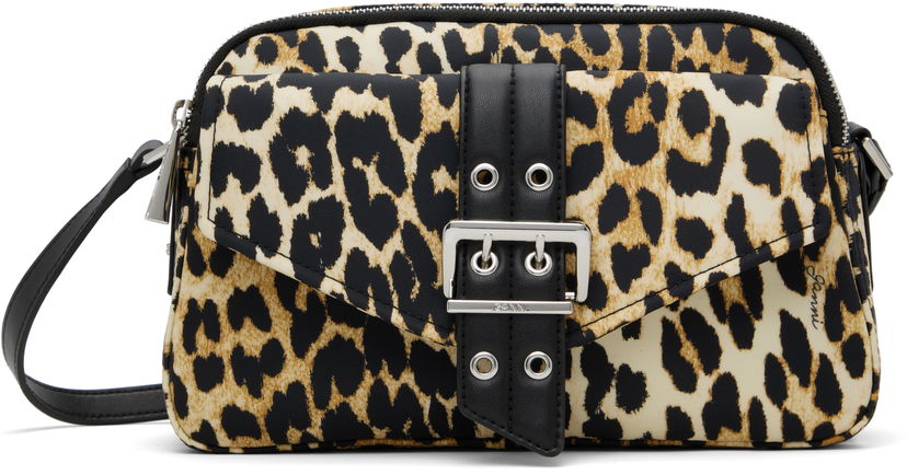 Torba za rame GANNI GANNI Bucky Leopard Print Nylon Camera Bag Višebojno | A6535