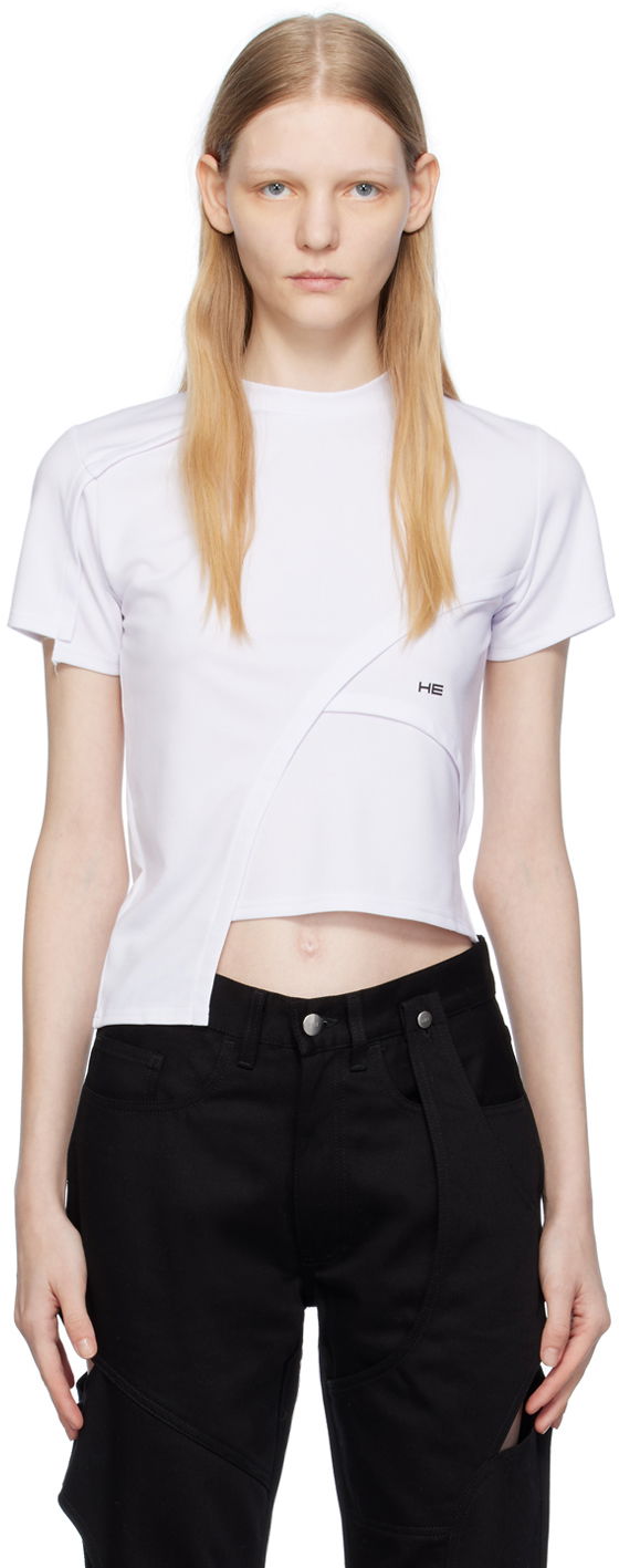 Majica kratkih rukava HELIOT EMIL Deconstructed Crop T-Shirt Bijela | HE_W_09_024_C01_WHT02