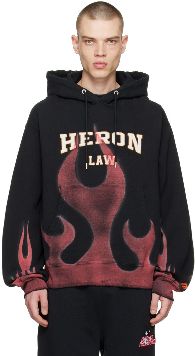 Dukserice HERON PRESTON Heron Preston Men's Flames Graphic Hoodie Crna | HMBB024S23JER0061025