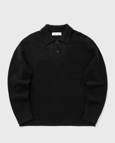 Polo majica Samsoe Samsoe SANINO Long Sleeve Textured Knit Polo Crna | M24100093-BLACK, 0