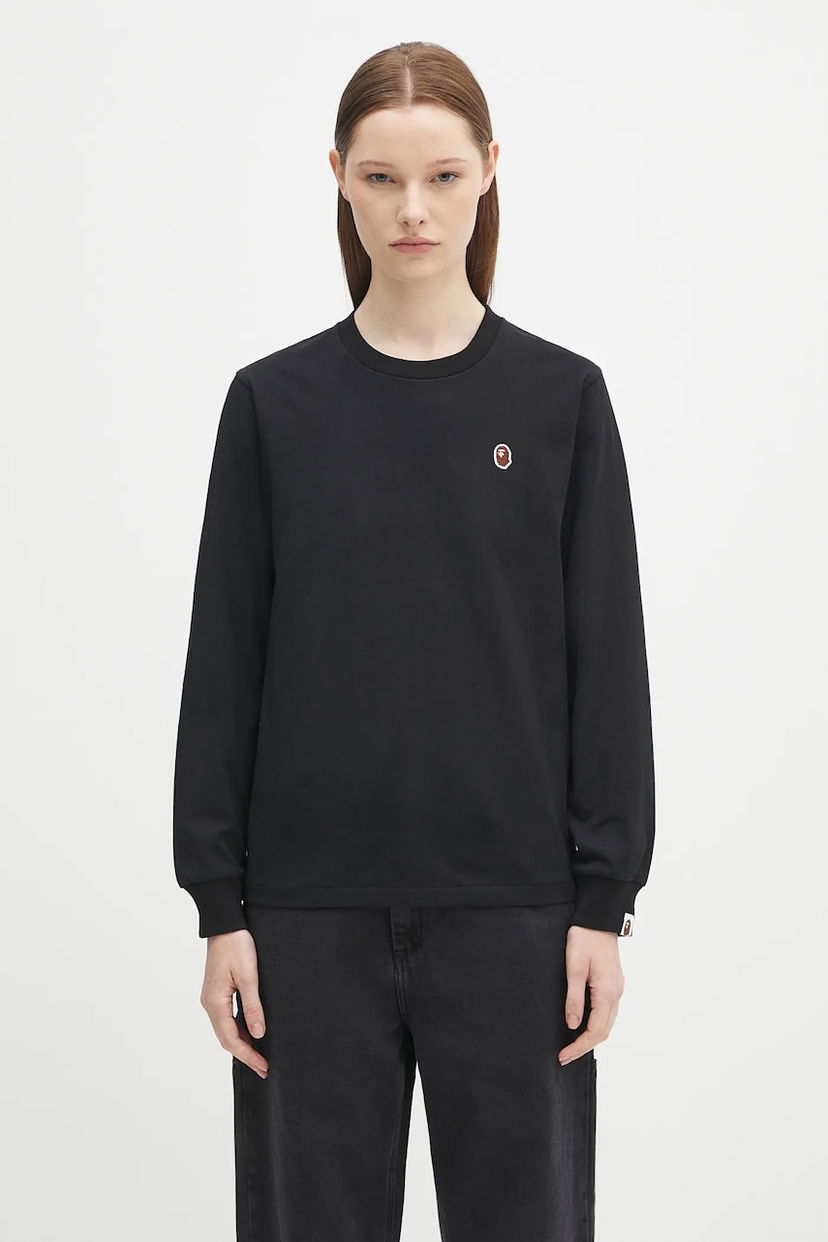 Majica kratkih rukava BAPE A Bathing Ape One Point Long Sleeve T-Shirt Crna | 1K80211017