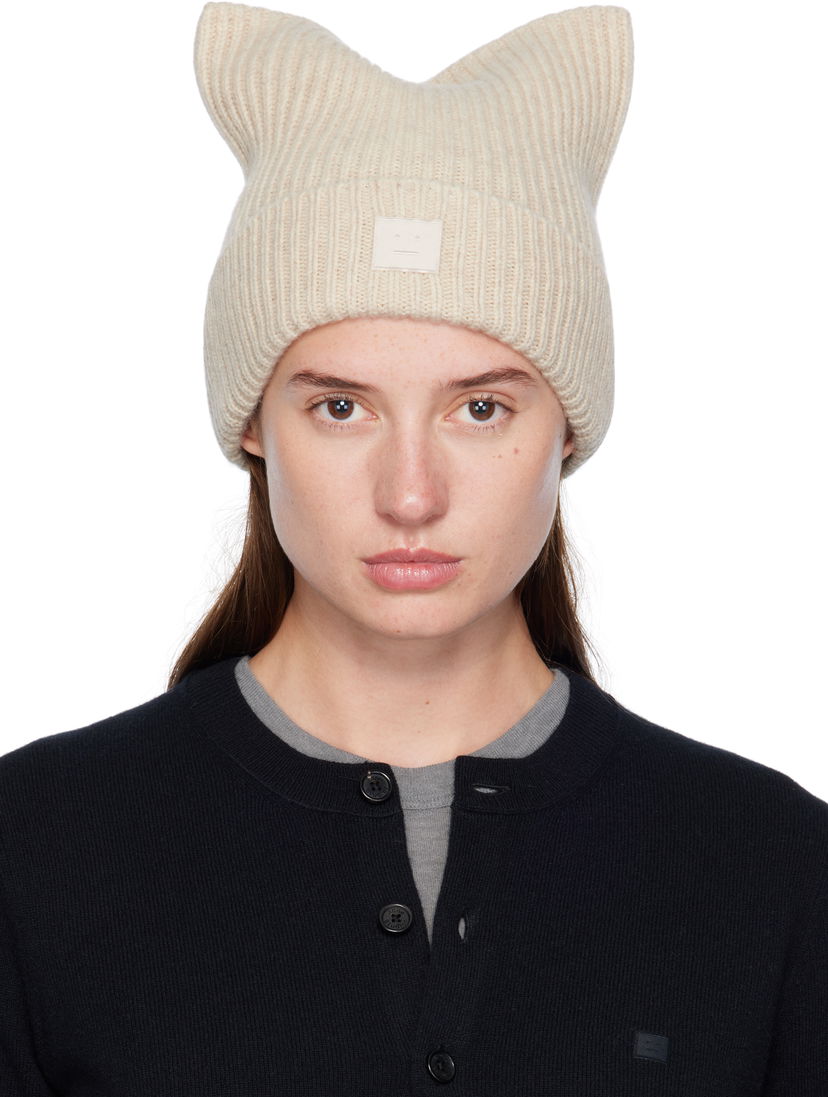 Kapica Acne Studios Acne Studios Square Face Logo Beanie Bež | C40426-