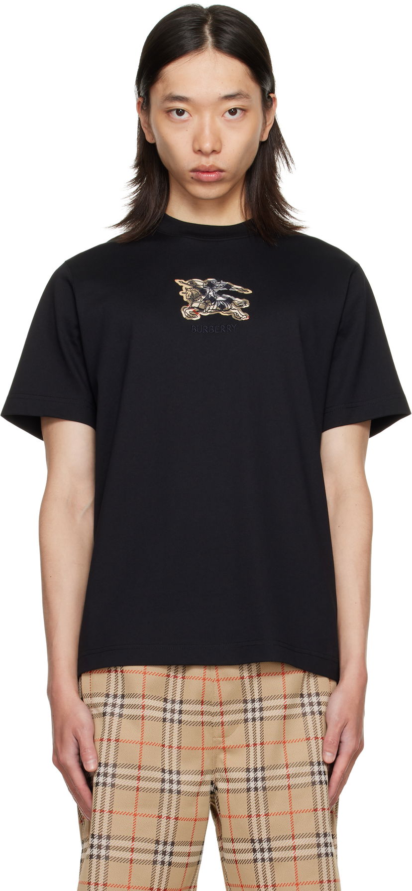 Majica kratkih rukava Burberry Burberry EKD Check Cotton T-Shirt Crna | 8116169