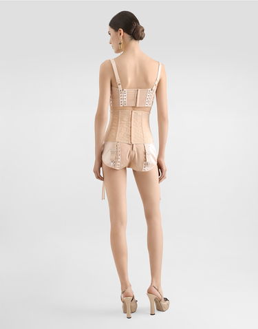 Grudnjak Dolce & Gabbana Dolce & Gabbana Satin Bralette Top with Corset Detail Bež | F7AW6TGDCMXF0658, 2