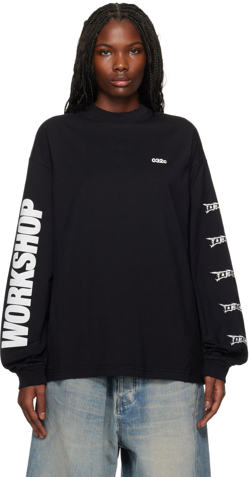 Majica kratkih rukava 032C Longsleeve Boxy T-shirt Crna | F24-URC-0251-050-W