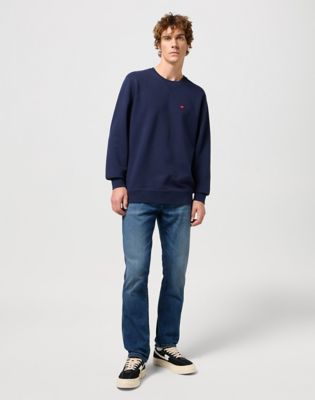 Džemper Wrangler Wrangler Sign Off Crew Sweatshirt Tamnoplava | 112350534:XXL