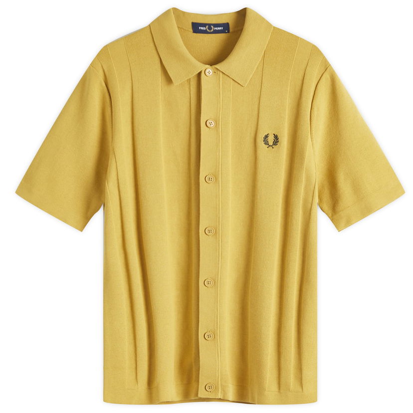 Košulja Fred Perry Fred Perry Knitted Short Sleeve Button Shirt Žuta | K9727-X18