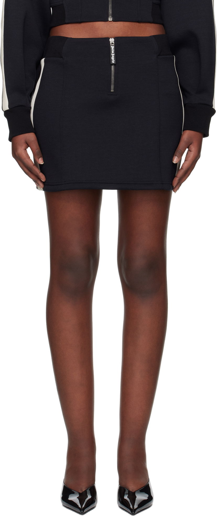 Suknja Palm Angels Palm Angels Neoprene Track Miniskirt Crna | PWCC086S25FAB0011003