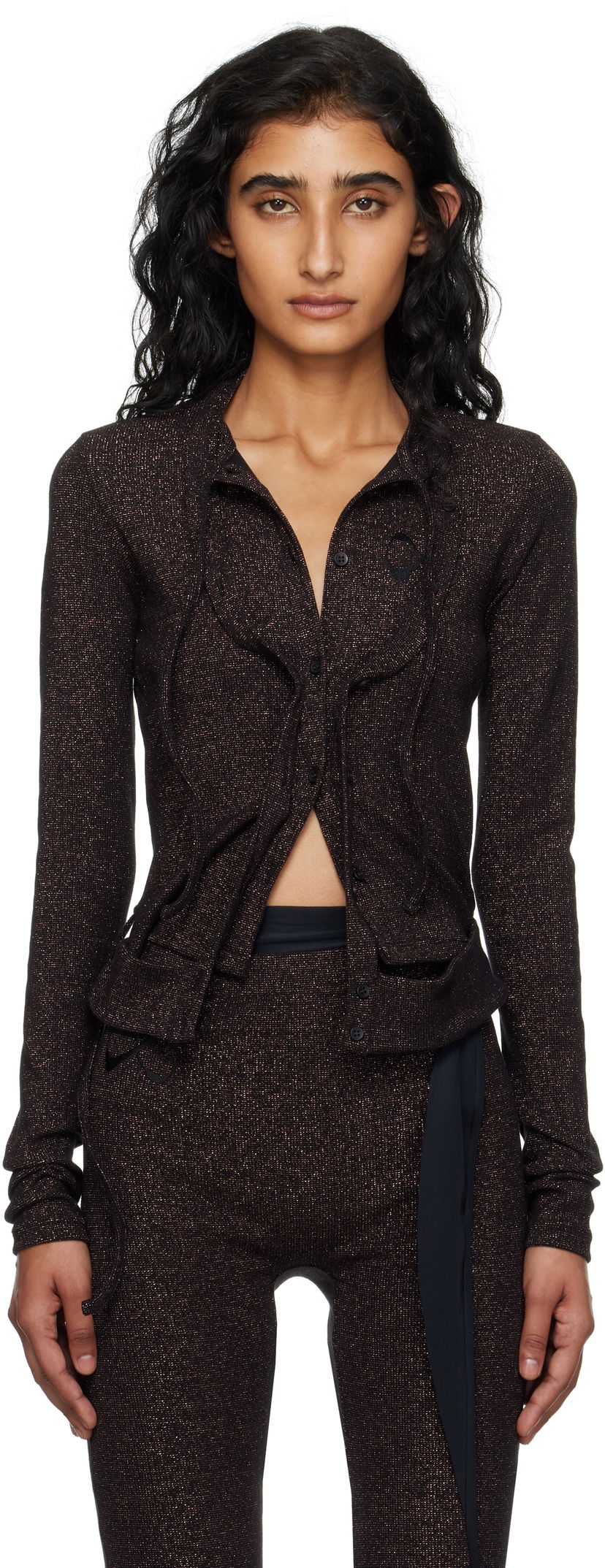 Džemper Ottolinger Ottolinger Double Closure Rib Knit Cardigan Crna | 104-600204-03