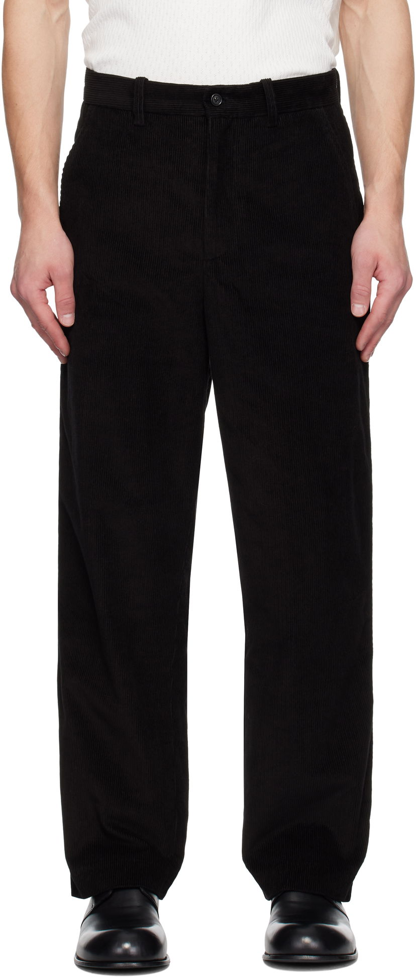 Cargo hlače Bode Bandstand Standard Corduroy Trousers Crna | MRF24BT022