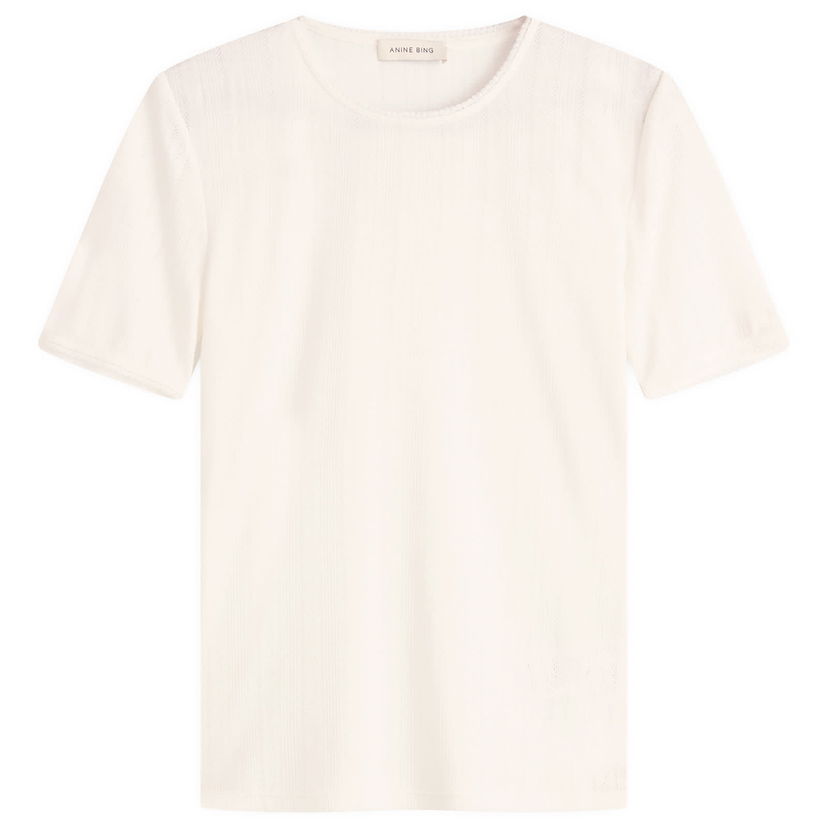 Majica kratkih rukava Anine Bing Anine Bing Pia Pointelle T-Shirt, Size Large Bijela | A-08-11200-OFW26