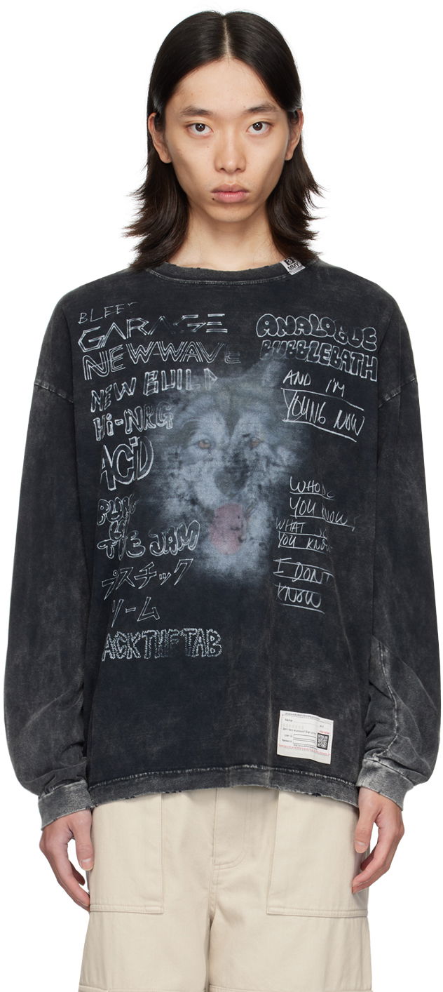 Majica kratkih rukava Maison MIHARA YASUHIRO Maison MIHARA YASUHIRO Dog Print Long Sleeve T-Shirt Crna | A12LT601