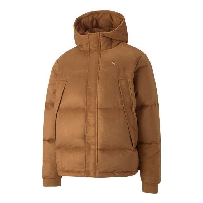 Pernata jakna Puma Faux Leather Down Jacket Smeđa | 535786-74