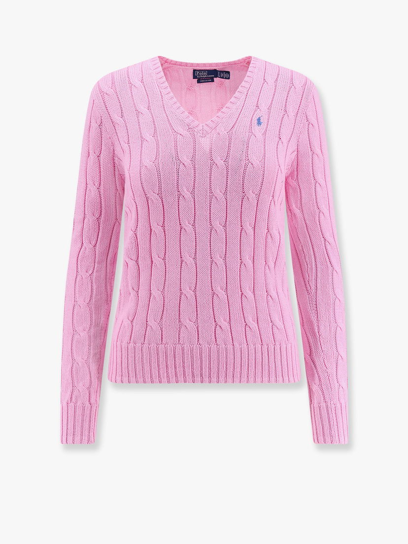 Džemper Polo by Ralph Lauren Pink Cable Knit V-Neck Sweater Ružičasta | 211891641004